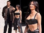 Kim Kardashian shows off her vivacious curves in leather ensemble outside star’s Calabasas office