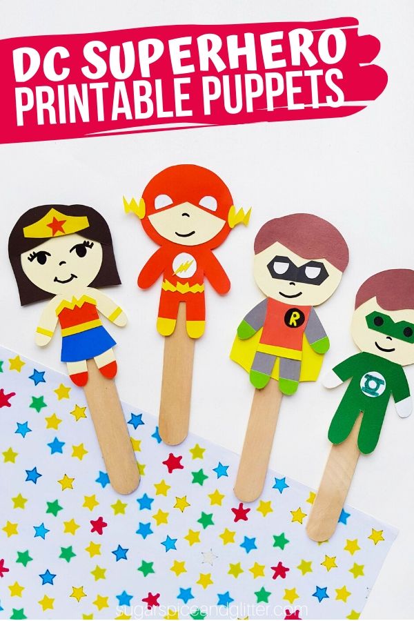 Printable Superhero Puppet Craft