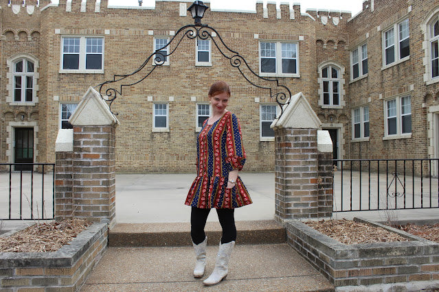 The Red and Blue and Short Wren Dress