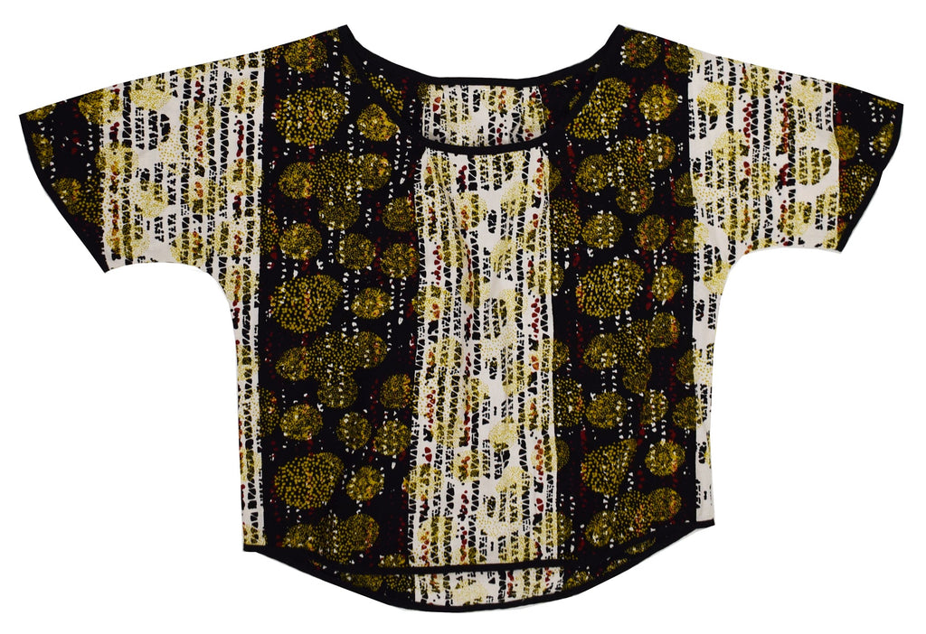 Priscilla Top Black White African Print 100% cotton SAMPLE SALE