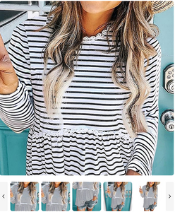 V Neck Plaid Long Sleeve Pleated Babydoll Tops for $24.99 (was $59.99) 2 days only.