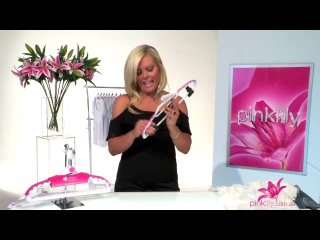 The pinklily skirt clips will keep your skirts hanging neatly in place on the hangtastics.