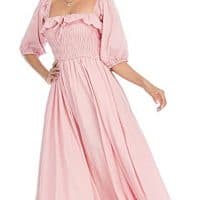 Featuring a square neckline with elasticised bodice and ruffle sleeves, this stunning Ruffled Vintage Backless Long Dress gives a romantic vibe