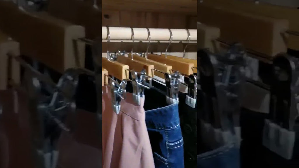 Special discount Wood Pant Hangers with Clips 12 Pack, Wooden Skirt Hangers with 360 Degree Chrome Swivel Hook (8.5inches-13.7inches) Ideal for Pants ...