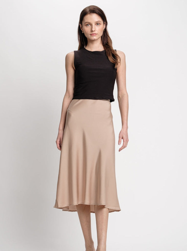 Beige Satin Skirt