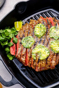 Grilled Flank Steak with Cilantro Lime Butter