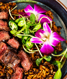 Skirt Steak with Spicy Rice and Beans