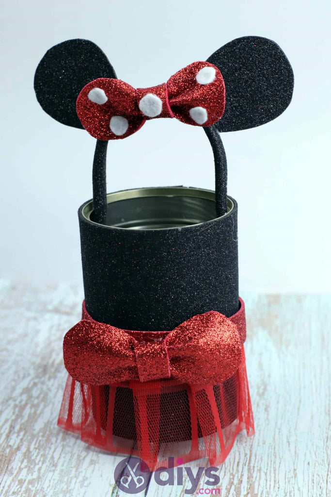 DIY Minnie Mouse Tin Can Container  – How To Recycle Tomato Cans