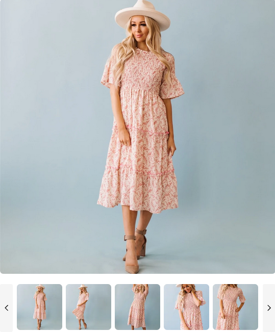 Naomi Smocked Floral Midi Dress for $46.99 (was $72.99) 2 days only.