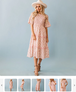 Naomi Smocked Floral Midi Dress for $46.99 (was $72.99) 2 days only.