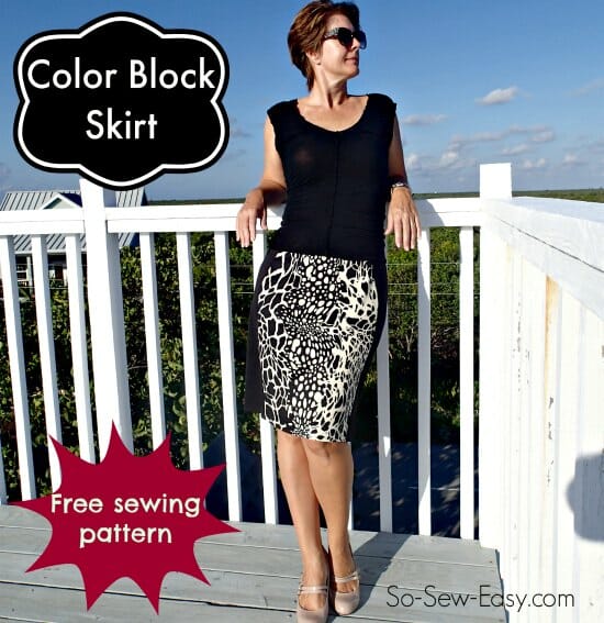 Color Block Pencil Skirt Free Sewing Pattern