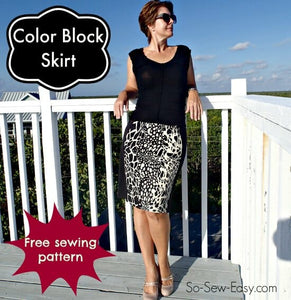 Color Block Pencil Skirt Free Sewing Pattern