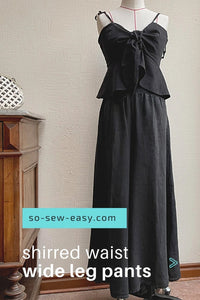 Shirred Waist Wide Leg Pants Free Sewing Pattern