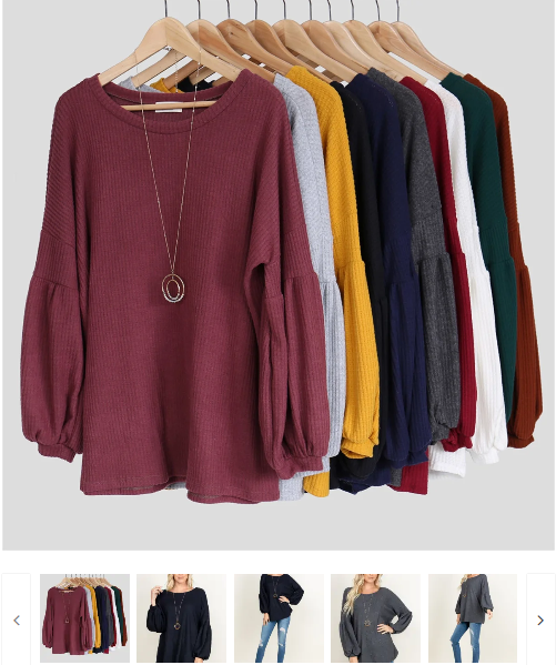 Waffle Puff Sleeved Sweater | S-XL for $14.99 (was $33.99) 2 days only.