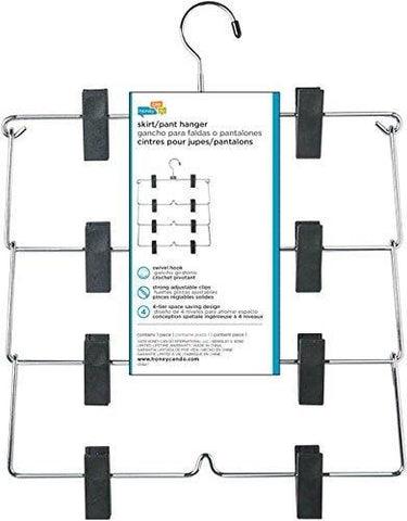 Honey-Can-Do HNG-01188 Fold Up Skirt Hanger, Chrome/Black, 4-Tier, 1 Pack