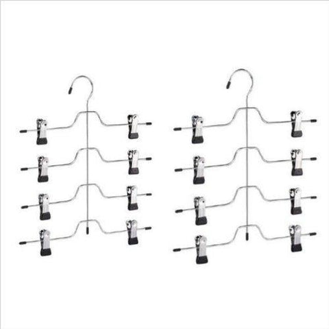 4 Tier Trouser/Skirt Hanger - Chrome and Black Vinyl - 2 PACK