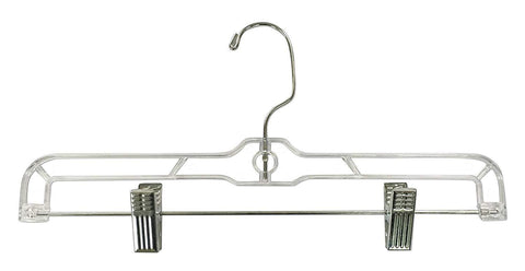 Jeronic 12 Pack Slack Pant Hangers Skirt Hangers with Clips, Clear