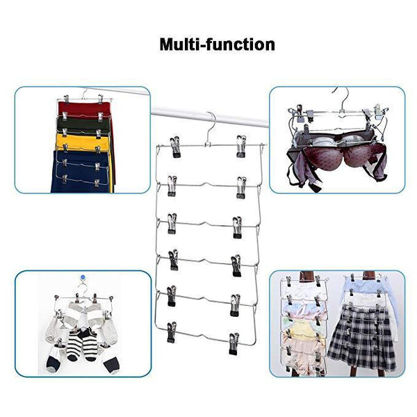 Emstris Space Saving Pants Hangers Sturdy Multi-Purpose Stainless Steel Pants Jeans Slack Skirt Hangers with Clips Non-Slip Closet Storage Organizer