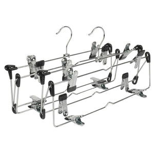 LOHAS Home 4 Tier Skirt Hangers Pants Hangers Closet Organizer Stainless Steel Fold up Space Saving Hangers (2-Pieces)