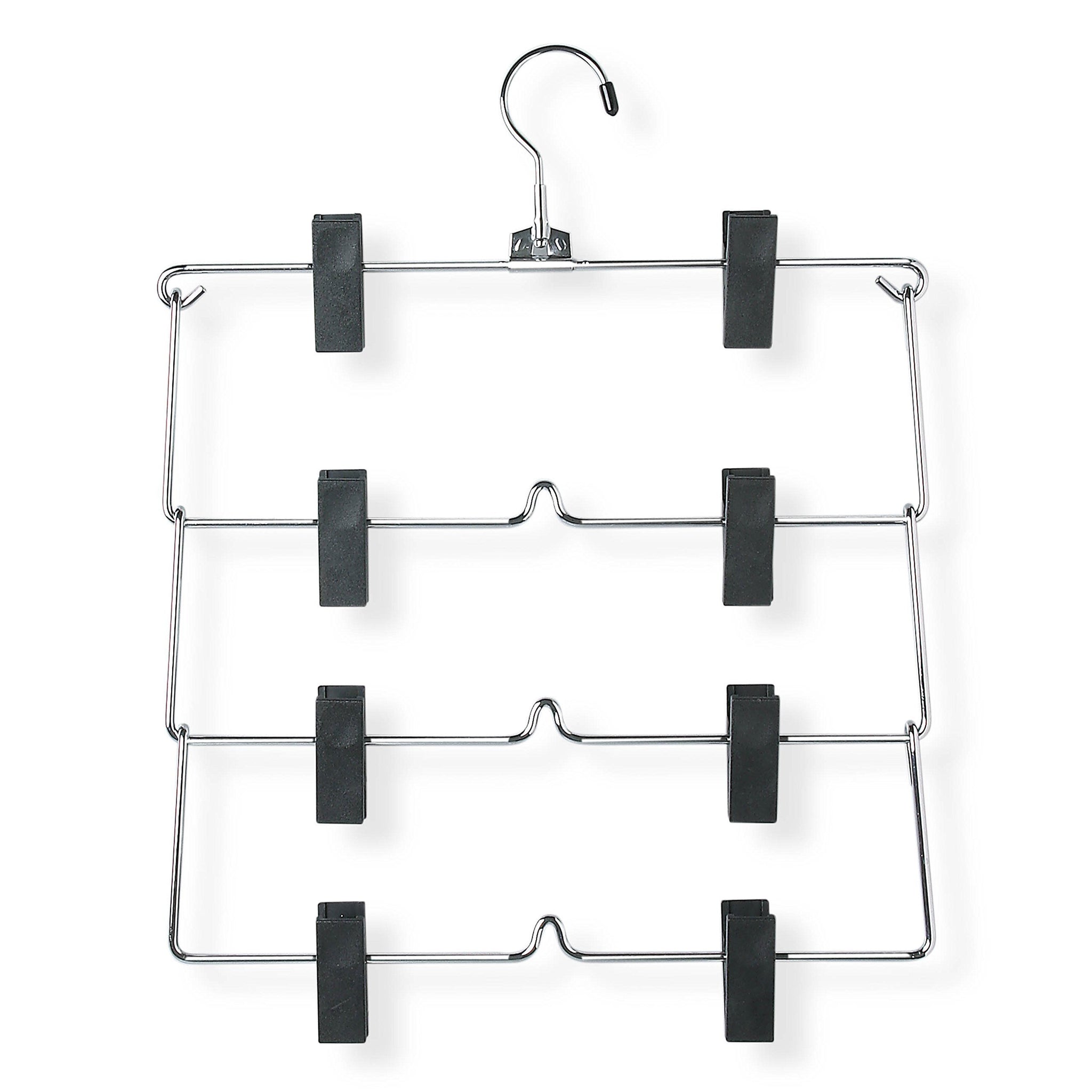 Honey-Can-Do HNGT01188 Fold Up Skirt Hanger, Chrome/Black, 4-Tier, 2 Pack