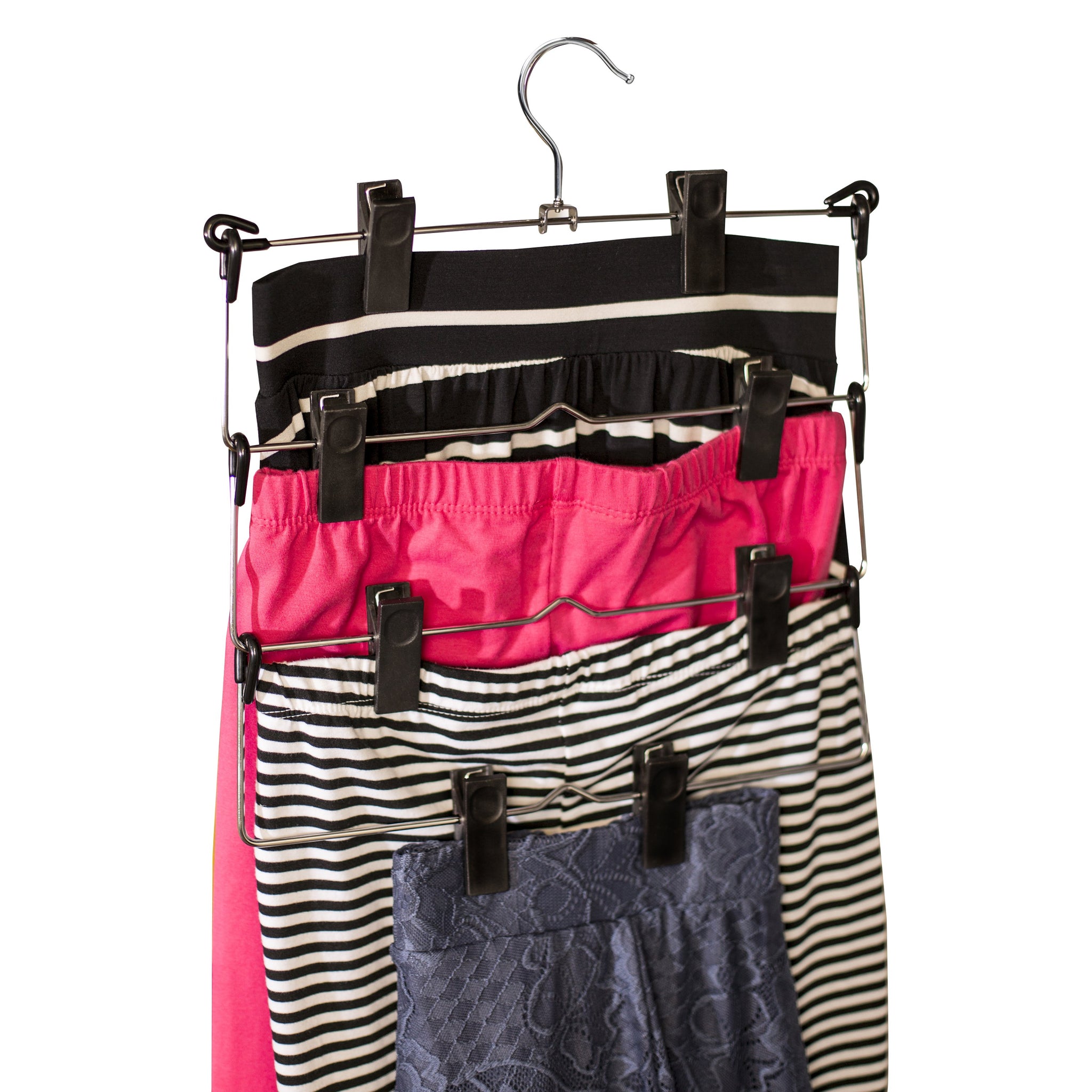 4-Tier Pant or Skirt Hanger, Chrome & Black